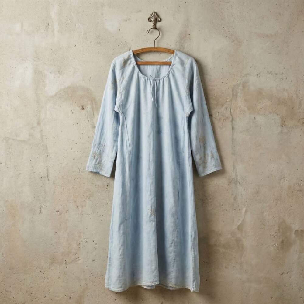 Hand-Mended Linen Chemise Circa 1900, France